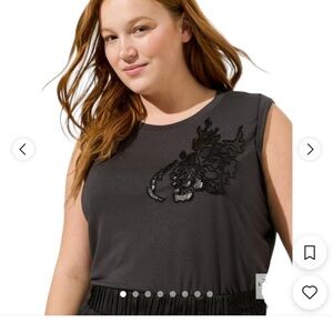Torrid Gray Graphic Embellished Muscle Tee 2X
